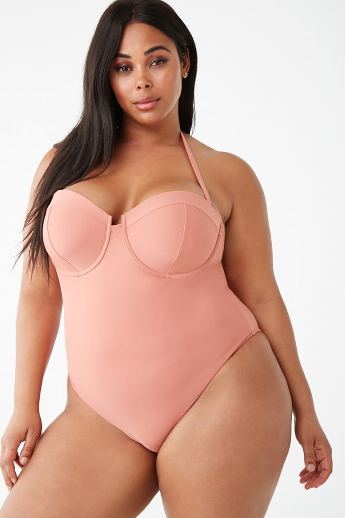 Plus Size Strapless One-Piece Swimsuit
