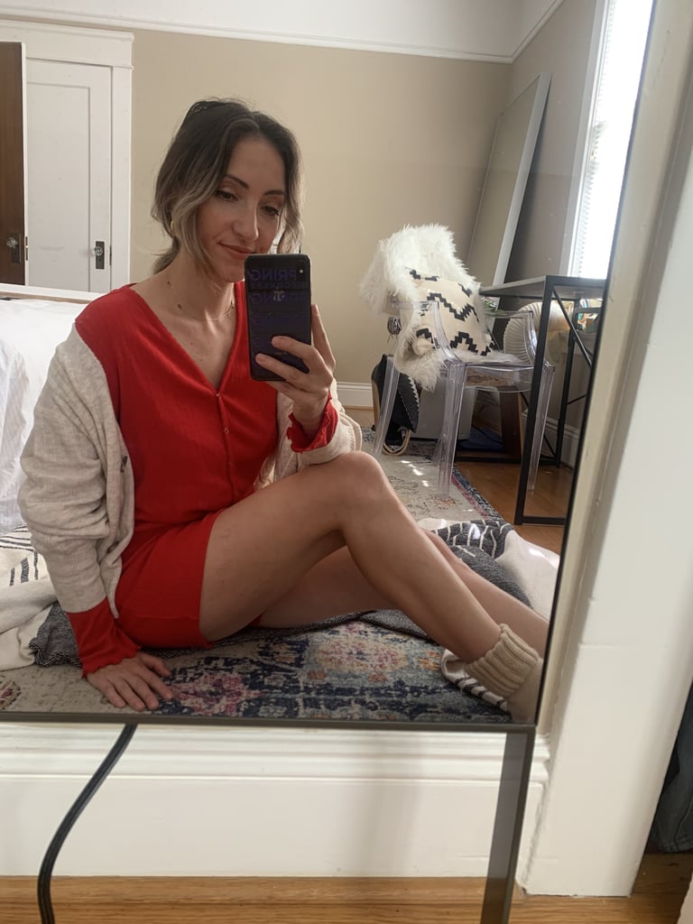 I like to wear the romper with a cozy cardigan.