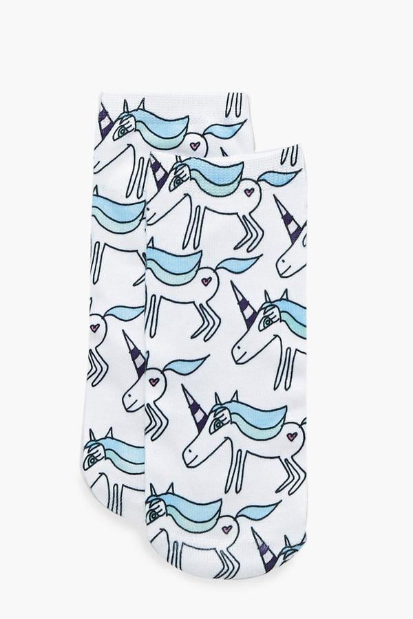 Boohoo Maisy Unicorn Print Ankle Socks ($5)