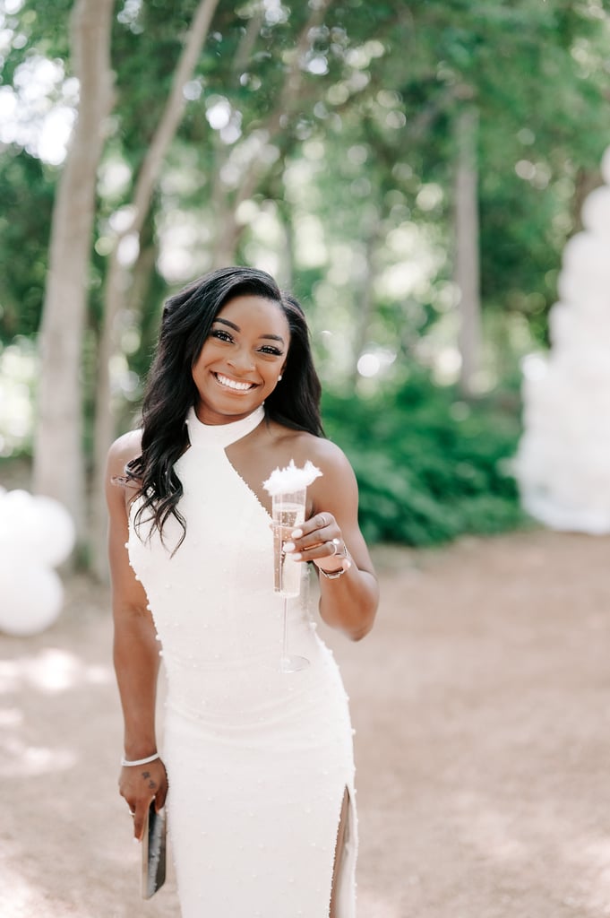 Simone Biles's White Nails at Her "Cloud Nine" Bridal Shower