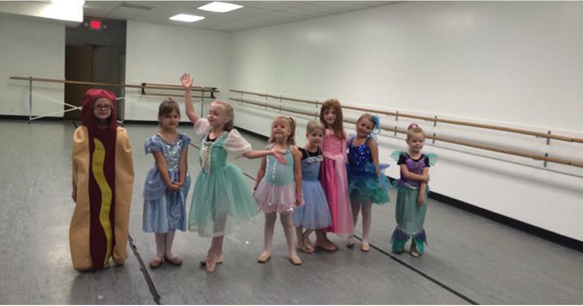 Girl Wears Hot Dog Costume To Dance Class Princess Day Popsugar Family