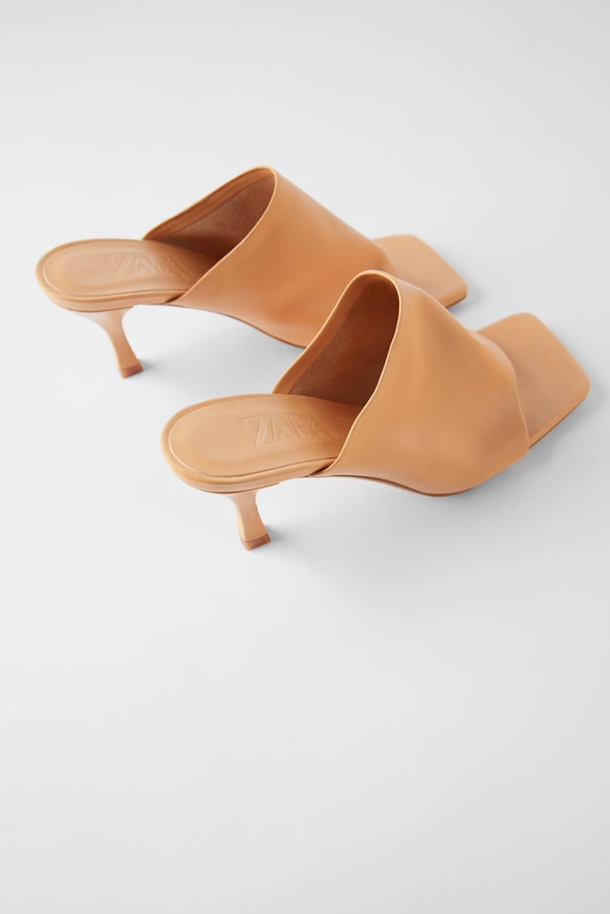 Zara Square Toe Leather Mules