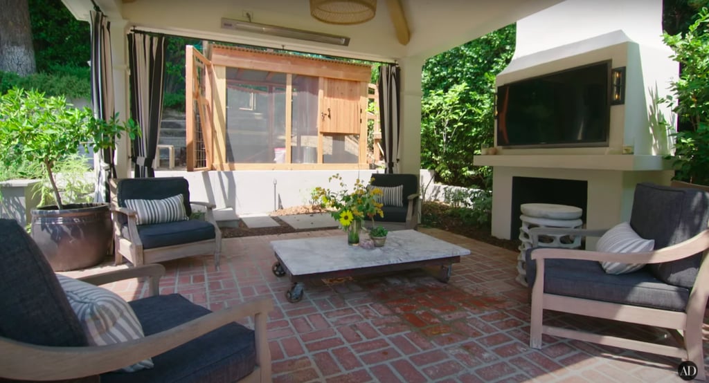 The outdoor space gets more use these days, as Hilary and her husband Matthew Koma entertain friends at a socially-safe distance.