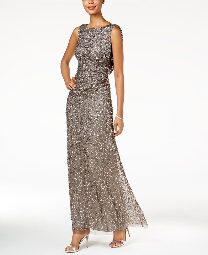 Adrianna Papell Cowl-Back Sequined Gown