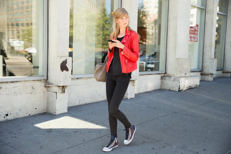 Jeggings (Yes, Really) You Can Tuck Into Your High-Tops and a Vibrant Moto Jacket