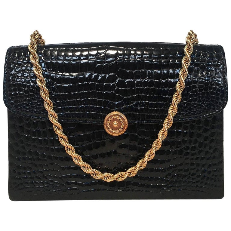 Gucci Vintage Black Alligator Handbag
