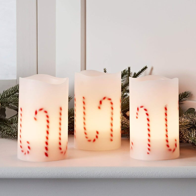 Flameless Christmas Candy Cane Candles