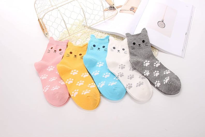 养猫爱好者的袜填充物:Jeasona女性的可爱的猫袜子