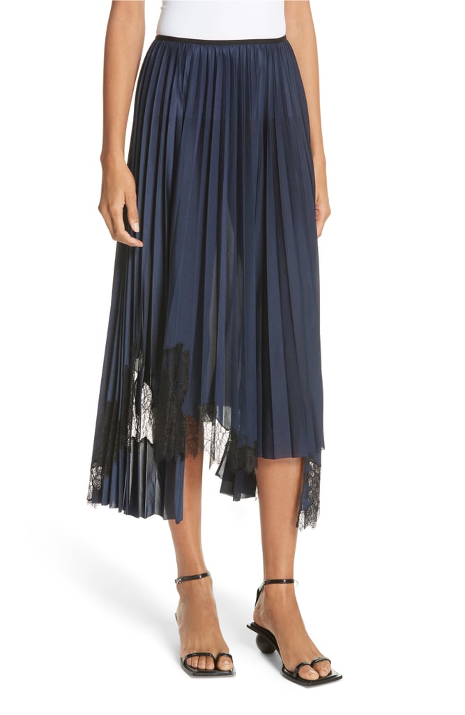 Helmut Lang Pleated Lace Inset Skirt