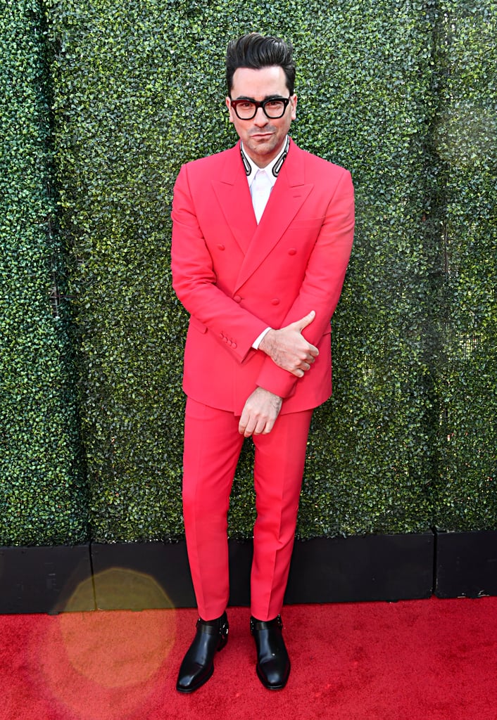 Living For This Electric-Pink Suit — and the Chain-Link Detailing on His Shirt