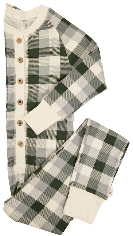 Burt's Bees Baby Kids' Organic Holiday Buffalo Plaid One-Piece