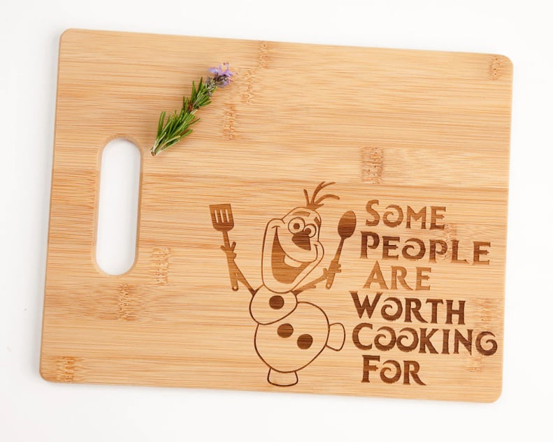 For Charcuterie Board Lovers: Frozen Olaf "Some People Are Worth Cooking For" Bamboo Serving Board