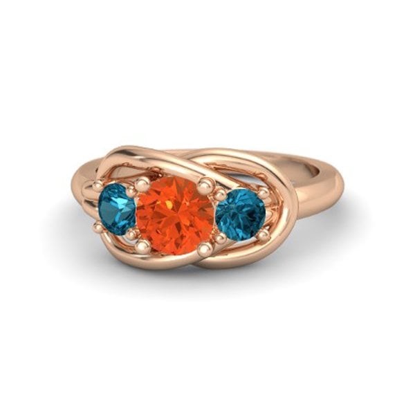 Fire Opal and Blue Topaz Ring
