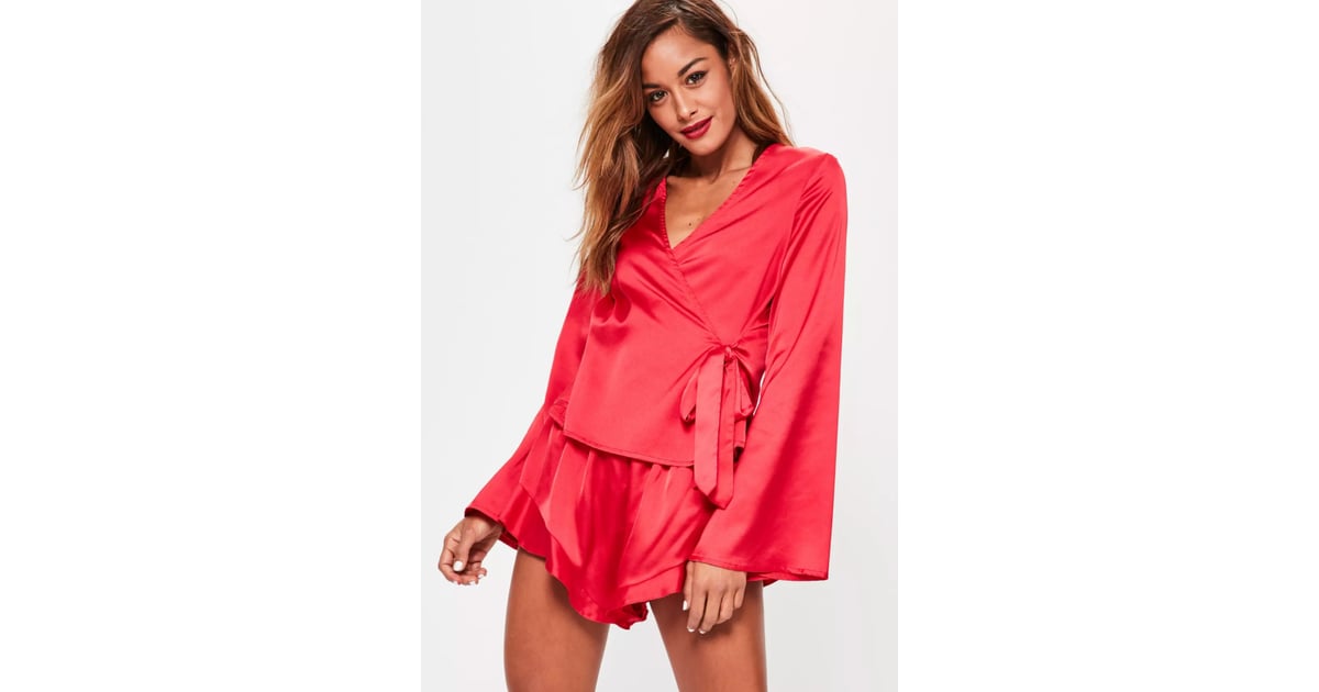 Missguided Red Long Sleeve Satin PJ Set Best Pajama Sets 2017