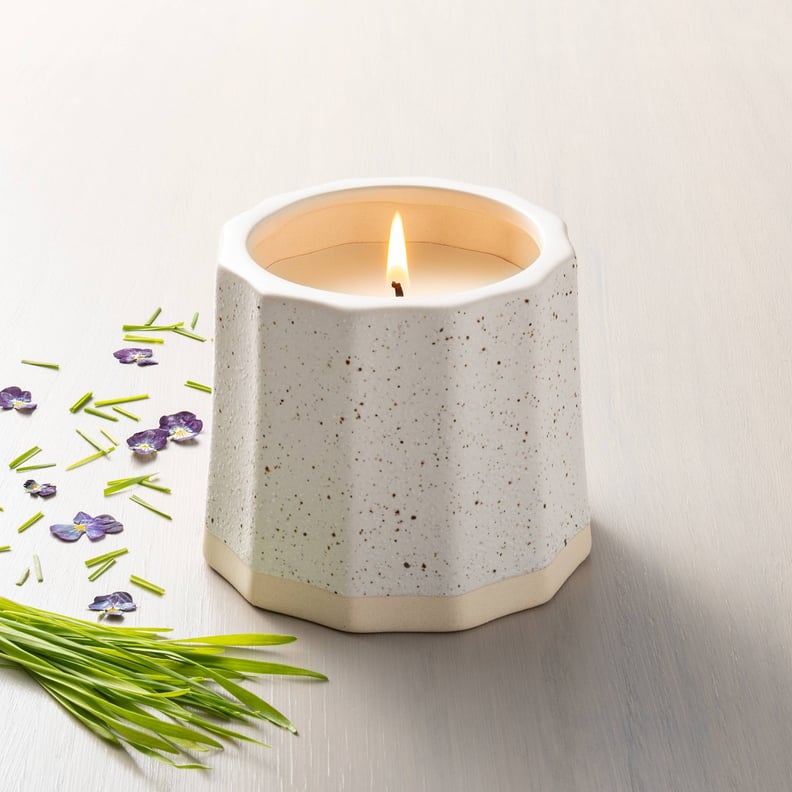 Hearth & Hand With Magnolia Pampas Wide Fluted Speckled Ceramic Seasonal Candle