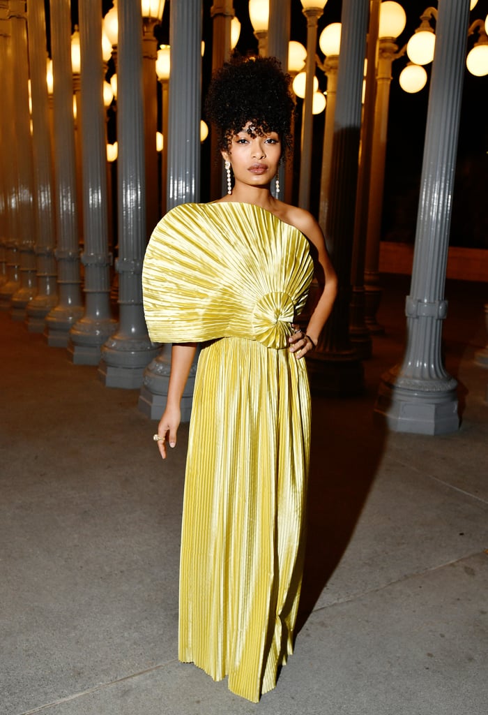 Yara Shahidi Wears Gold Gucci Gown to LACMA Art + Film Gala