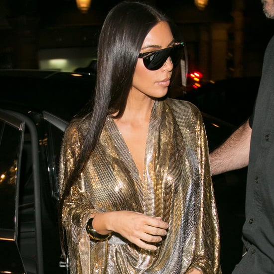 Kim Kardashian Gold Balmain Dress at Pusha T's Wedding