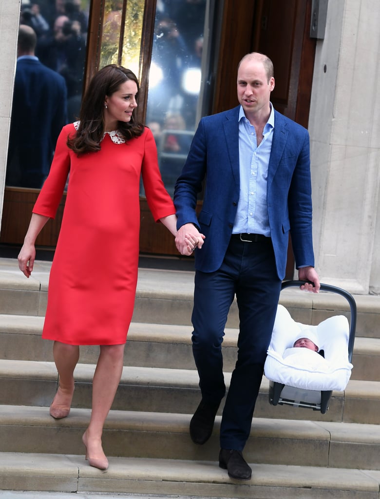 William made his debut as Louis's dad at St. Mary's Hospital in England next to Kate.