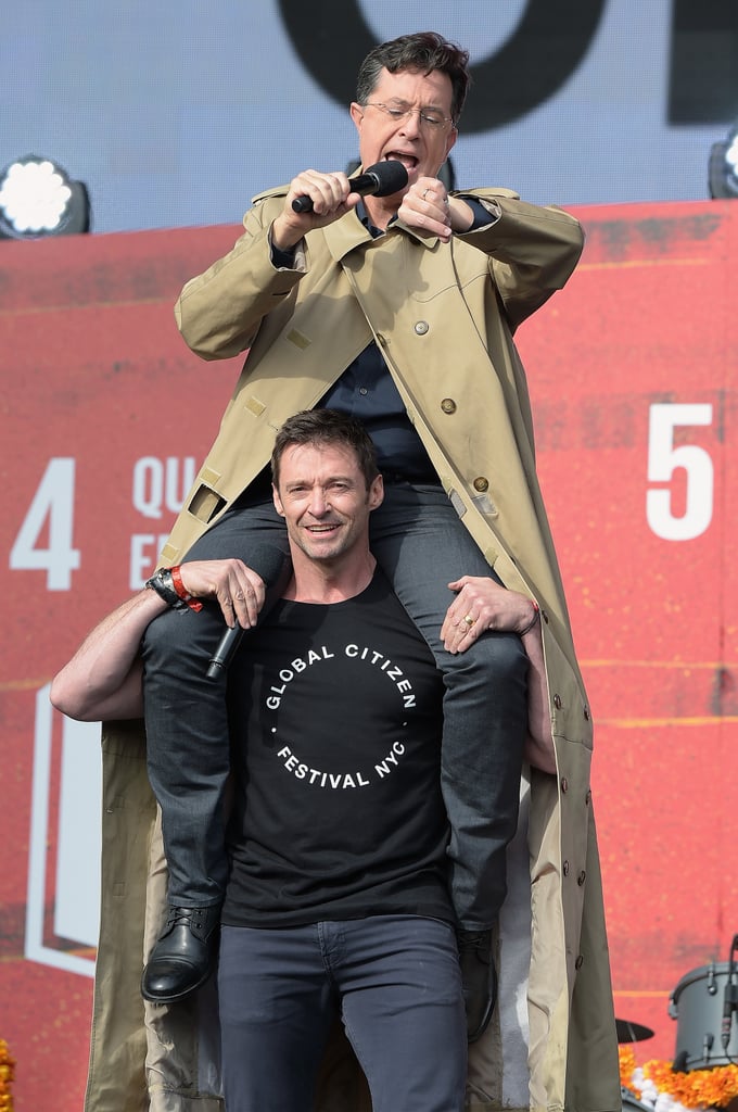 Hugh Jackman and Stephen Colbert