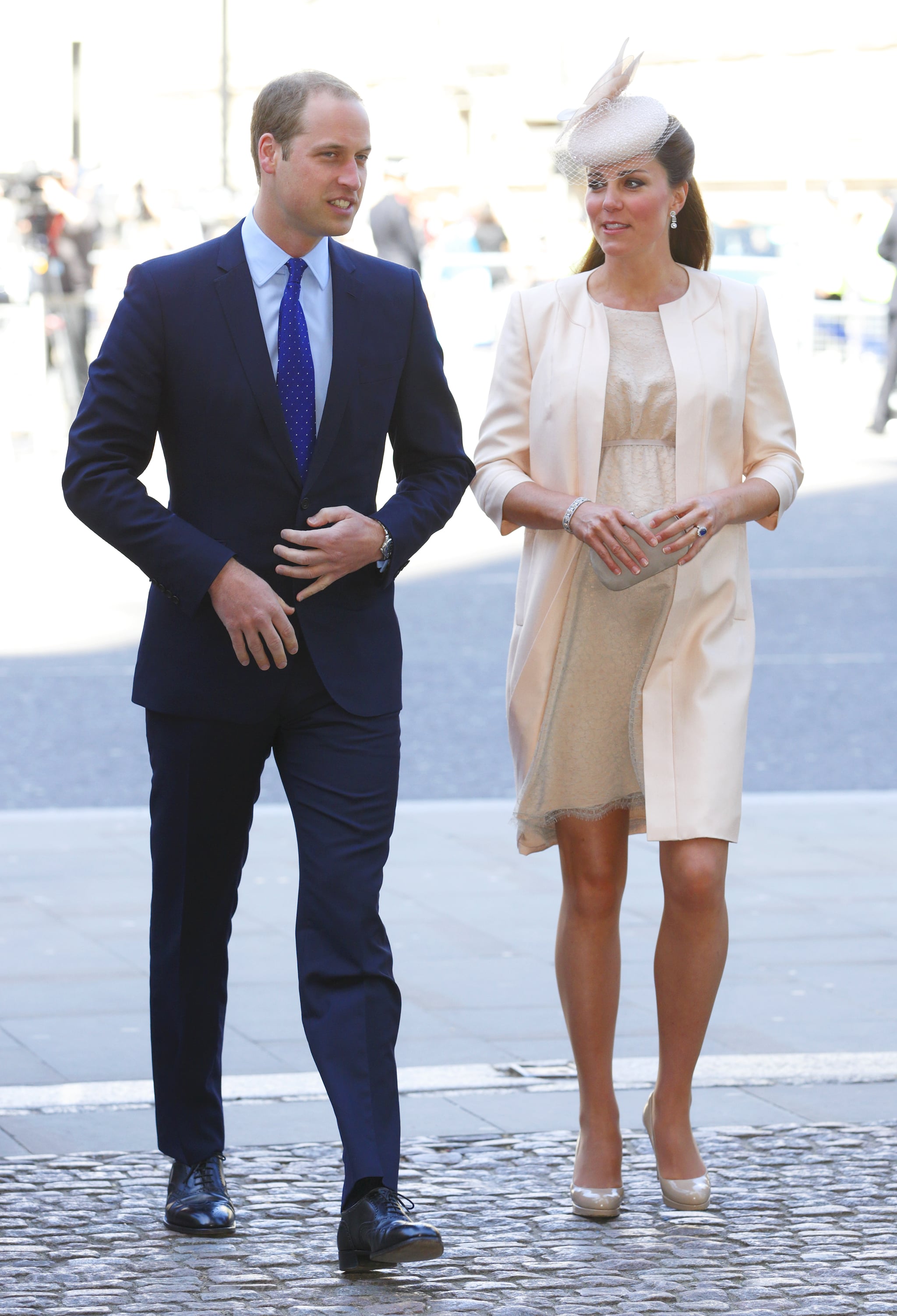 Wearing a nude Jenny Packham coat. The Simple Reason the Duchess
