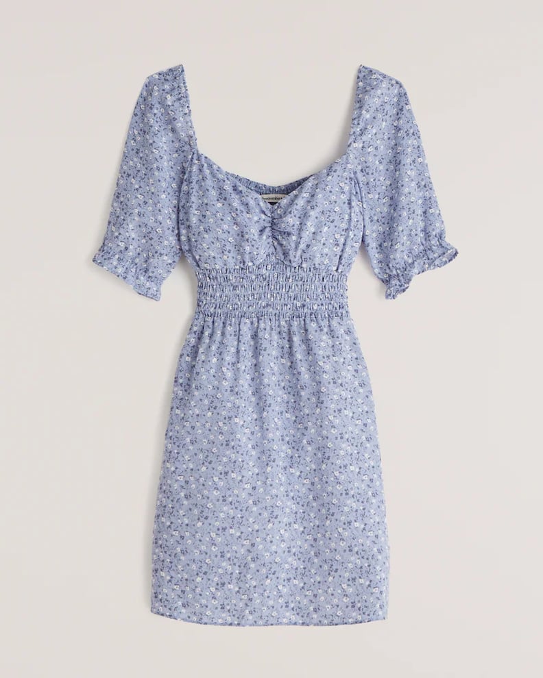 Abercrombie & Fitch Faux Silk Smocked Waist Mini Dress