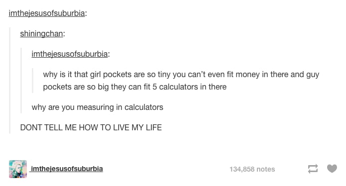 On pockets.
