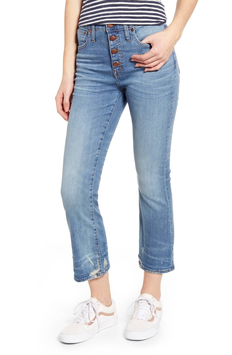 Button fly bootcut jeans on sale