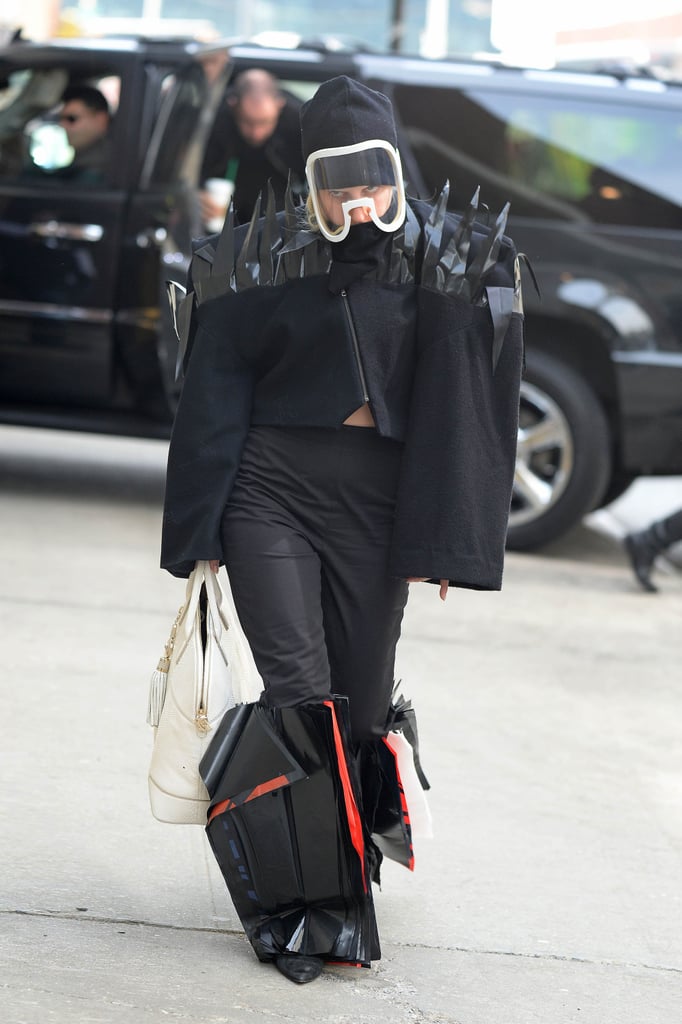 Lady Gaga in Gas Mask in NYC in 2014