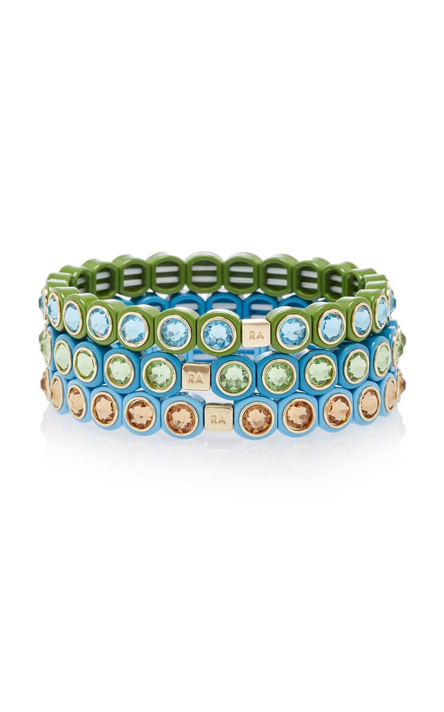 Roxanne Assoulin Set-Of-Three Mini Me Fern Enamel And Swarovski Crystal Bracelets