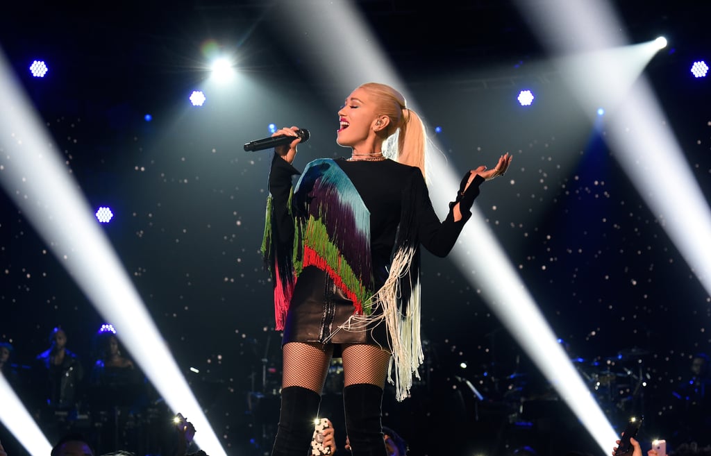 Gwen Stefani wooed the crowd on stage in Los Angeles.