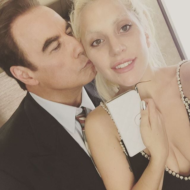 Lady Gaga snapped a photo when John Travolta came to visit her on the set of American Horror Story: Hotel in 2015.