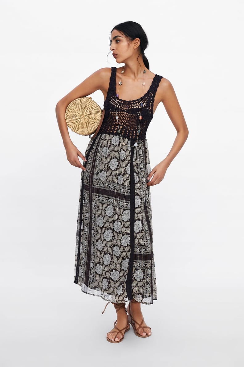 Zara Metallic Thread Printed Dress