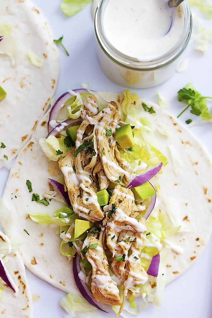 Slow Cooker Ranch Chicken Tacos
