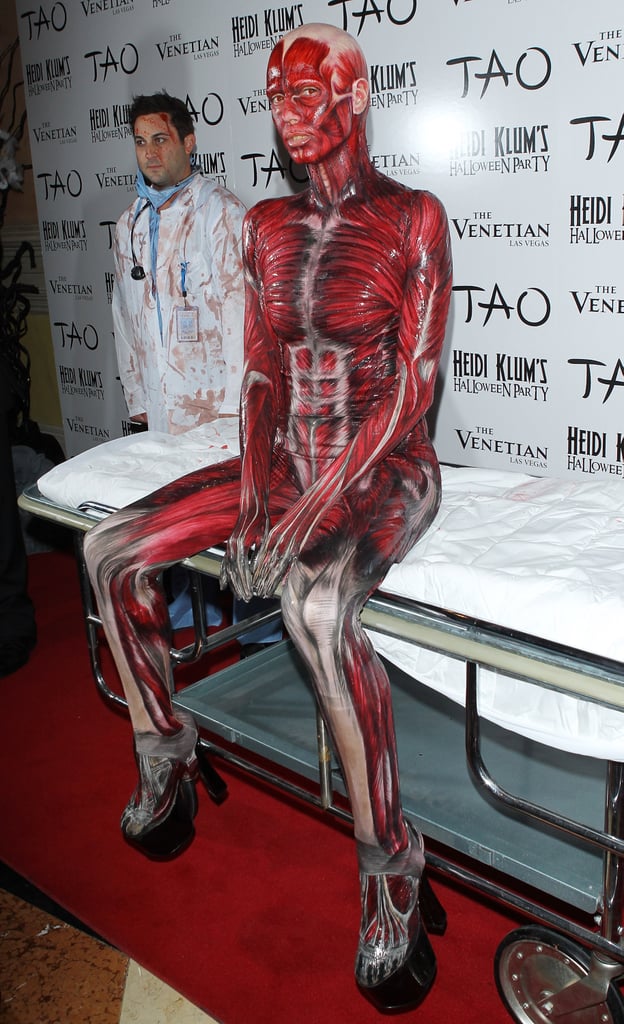 Heidi Klum made an entrance as a "Visible Woman" to her own Halloween party in Las Vegas in 2011.