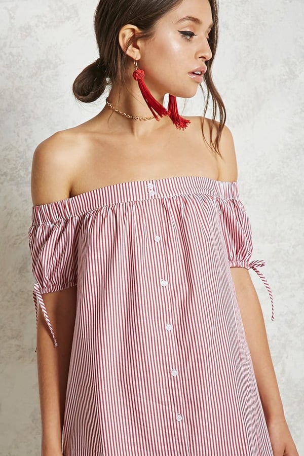 Forever 21 Striped Off-the-Shoulder Dress