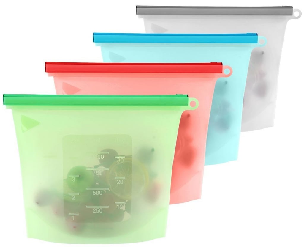 Four-Pack Reusable Silicone Food Bag