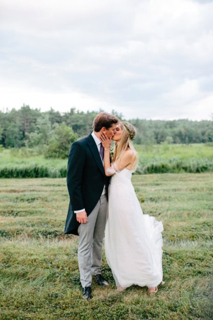 The Dress Faded to a Subtle Mint Green Toward the Train