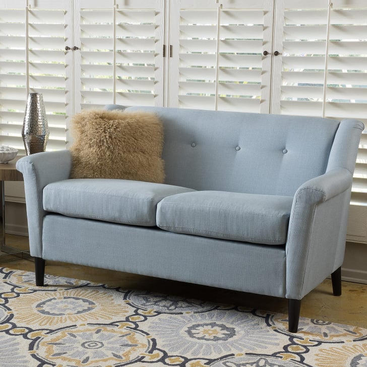Blue Gray Fabric Sofa Best SmallSpace Furniture From Pier 1