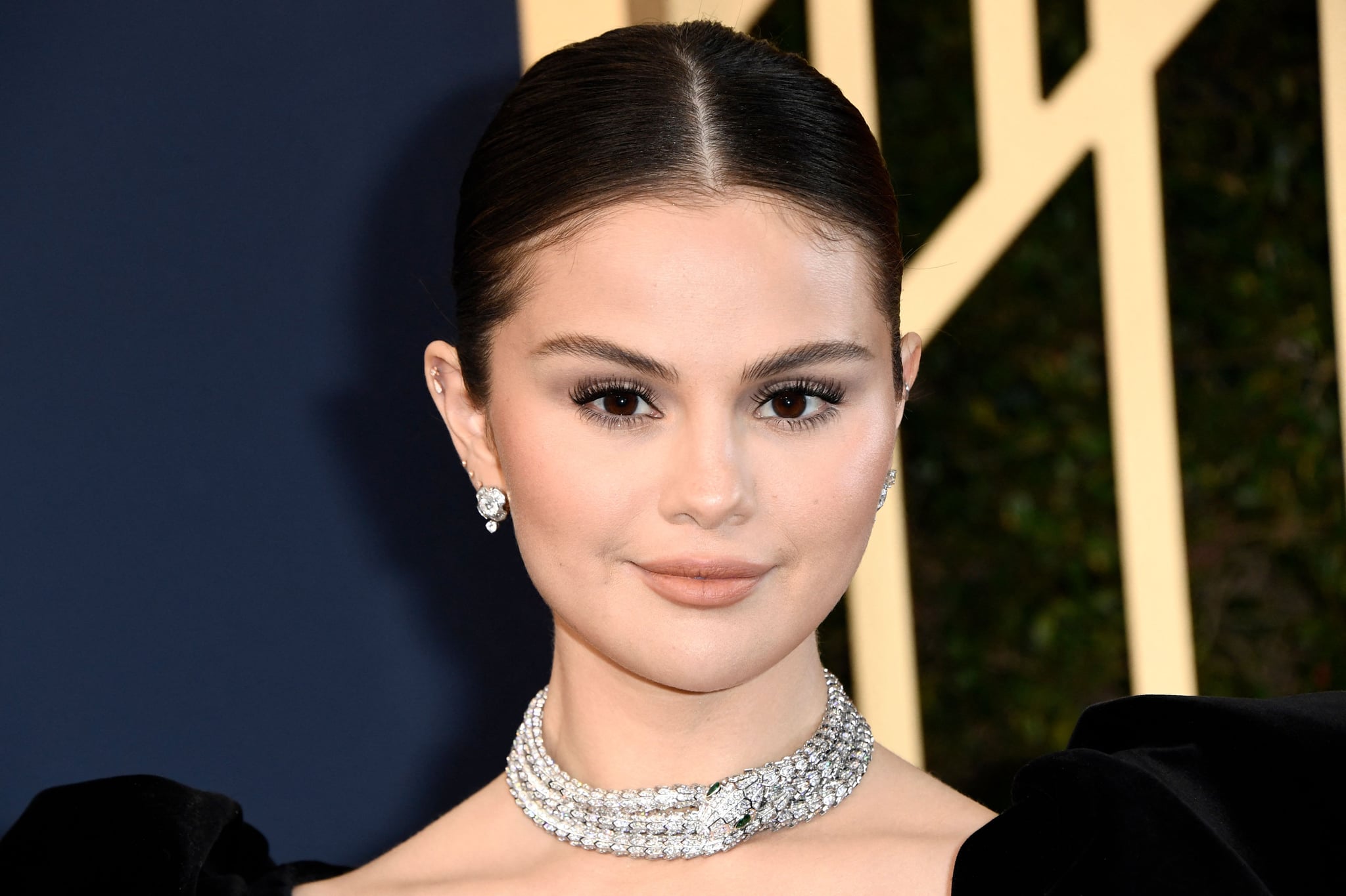 US singer Selena Gomez arrives for the 28th Annual Screen Actors Guild (SAG) Awards at the Barker Hangar in Santa Monica, California, on February 27, 2022. (Photo by Patrick T. FALLON / AFP) (Photo by PATRICK T. FALLON/AFP via Getty Images)