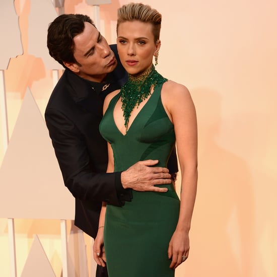 John Travolta and Scarlett Johansson at the Oscars 2015