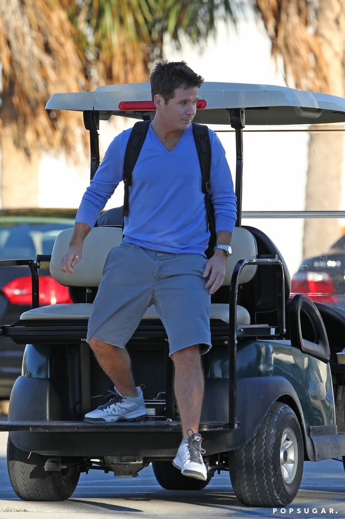 Kevin Connolly hopped off the golf cart when he reached the set.