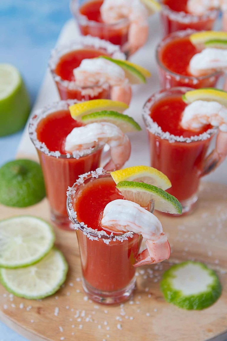 Bloody Mary Shrimp Shooters