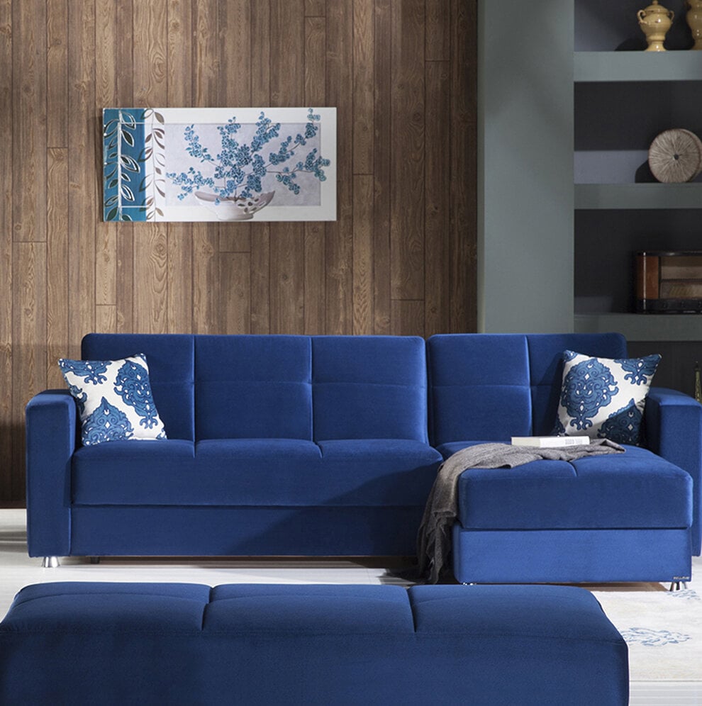 Lieberman 102.5" Wide Velvet Reversible Sleeper Sofa & Chaise