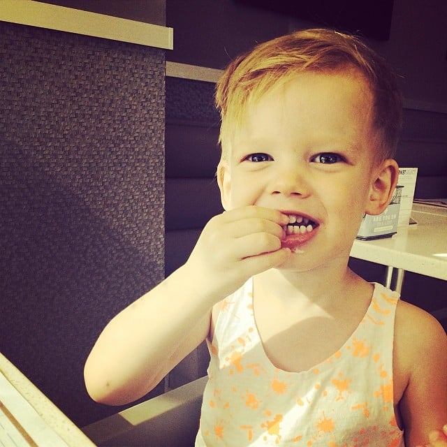 We don't know what Luca was snacking on, but he seemed to like it! 
Source: Instagram user hilaryduff