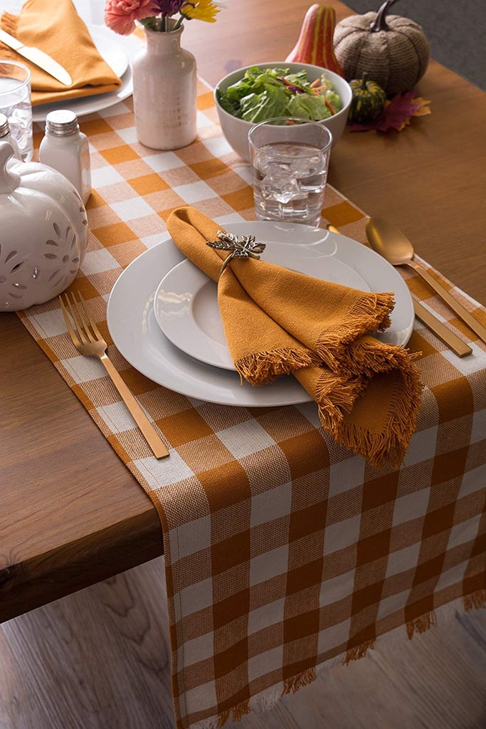 Checkered Pumpkin Spice Table Runner