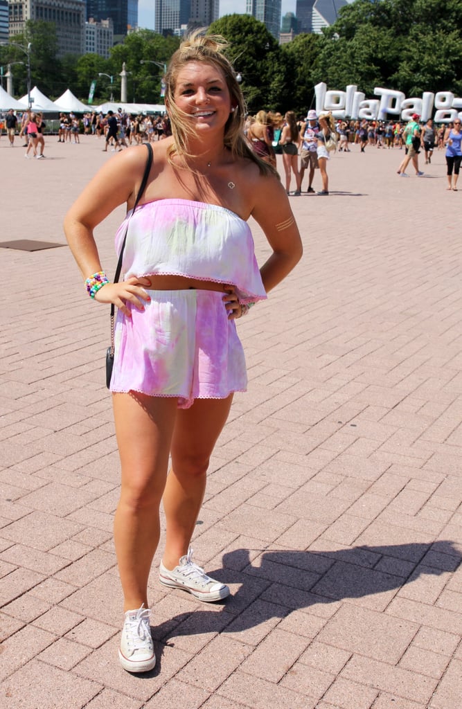 The windy weather worked in this woman's favor, adding amazing volume to her breezy two-piece outfit.
