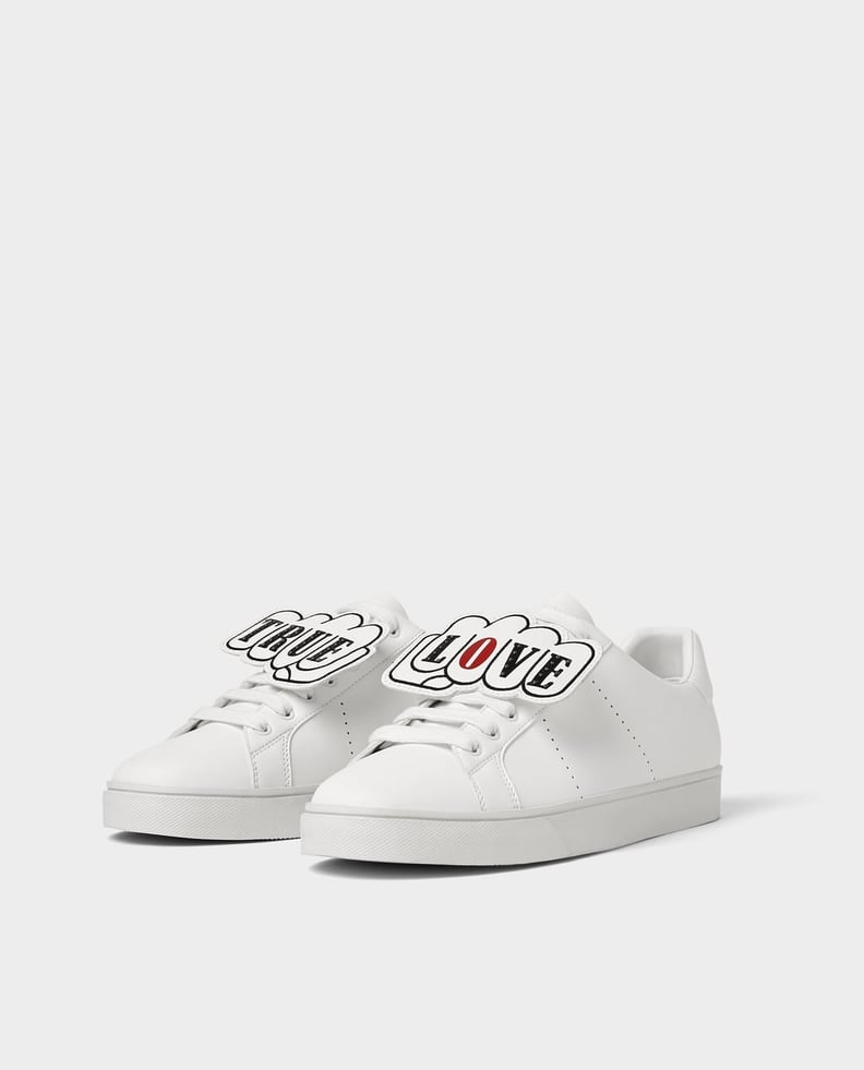 Zara White Sneakers With Patches