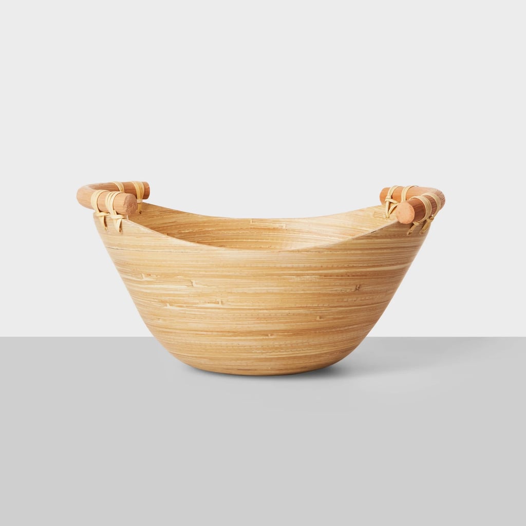 Bamboo Serving Bowl with Rattan Handles