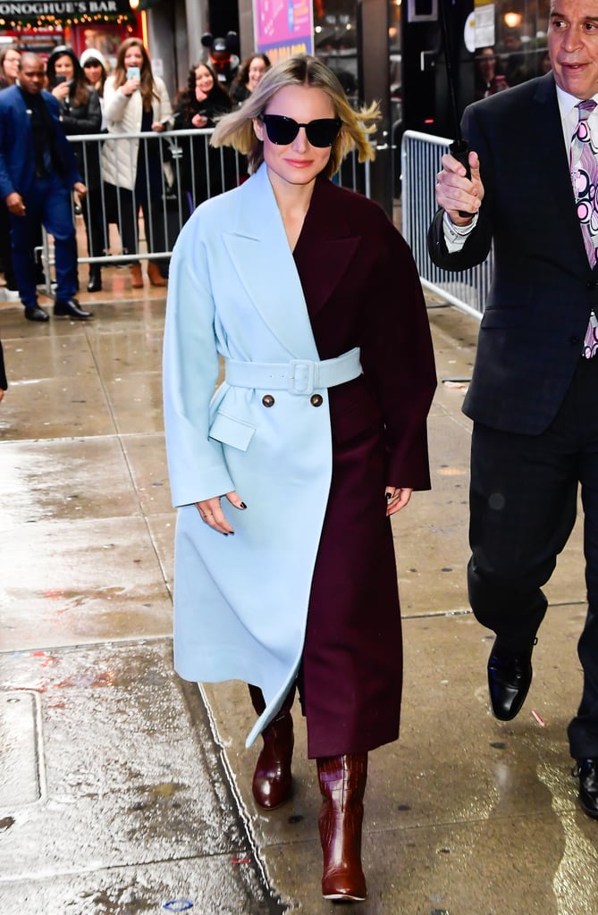 Kristen Bell's Blue and Purple Coat's Giving Us Frozen Vibes