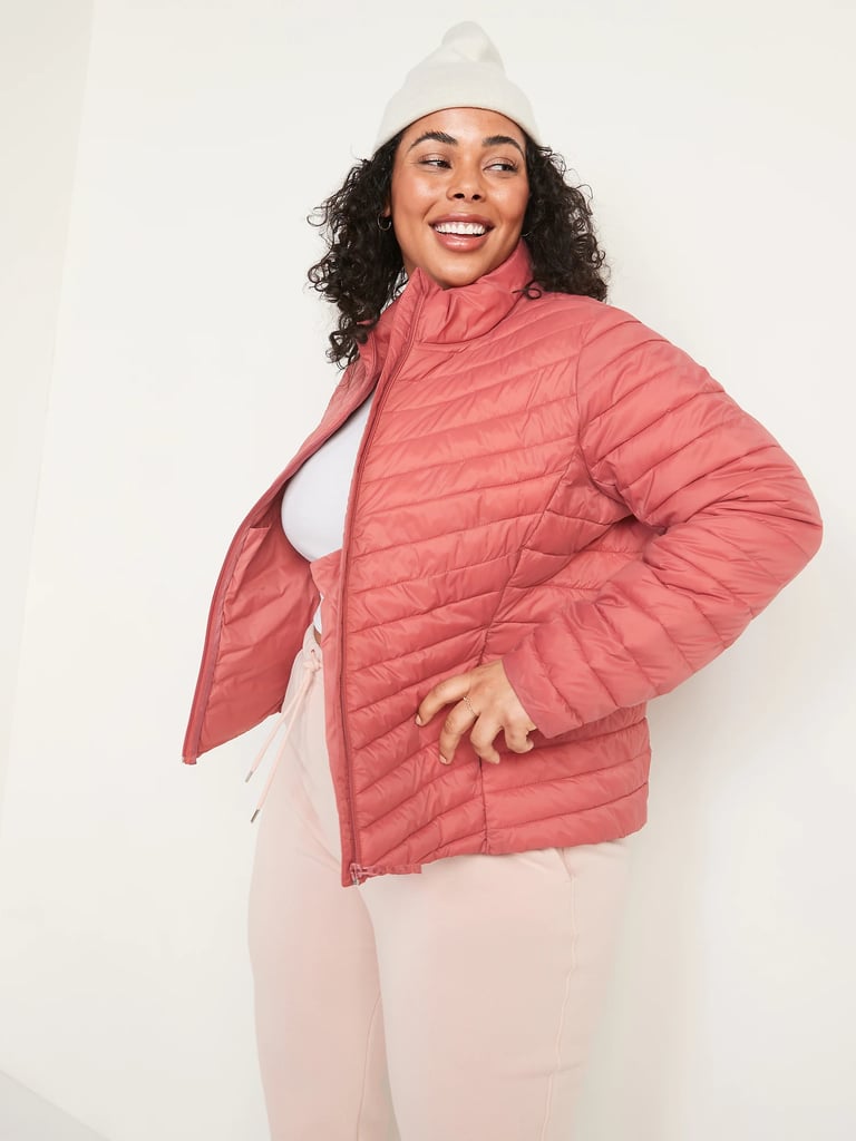 Old Navy Water-Resistant Narrow-Channel Packable Puffer Jacket in Dusty Red